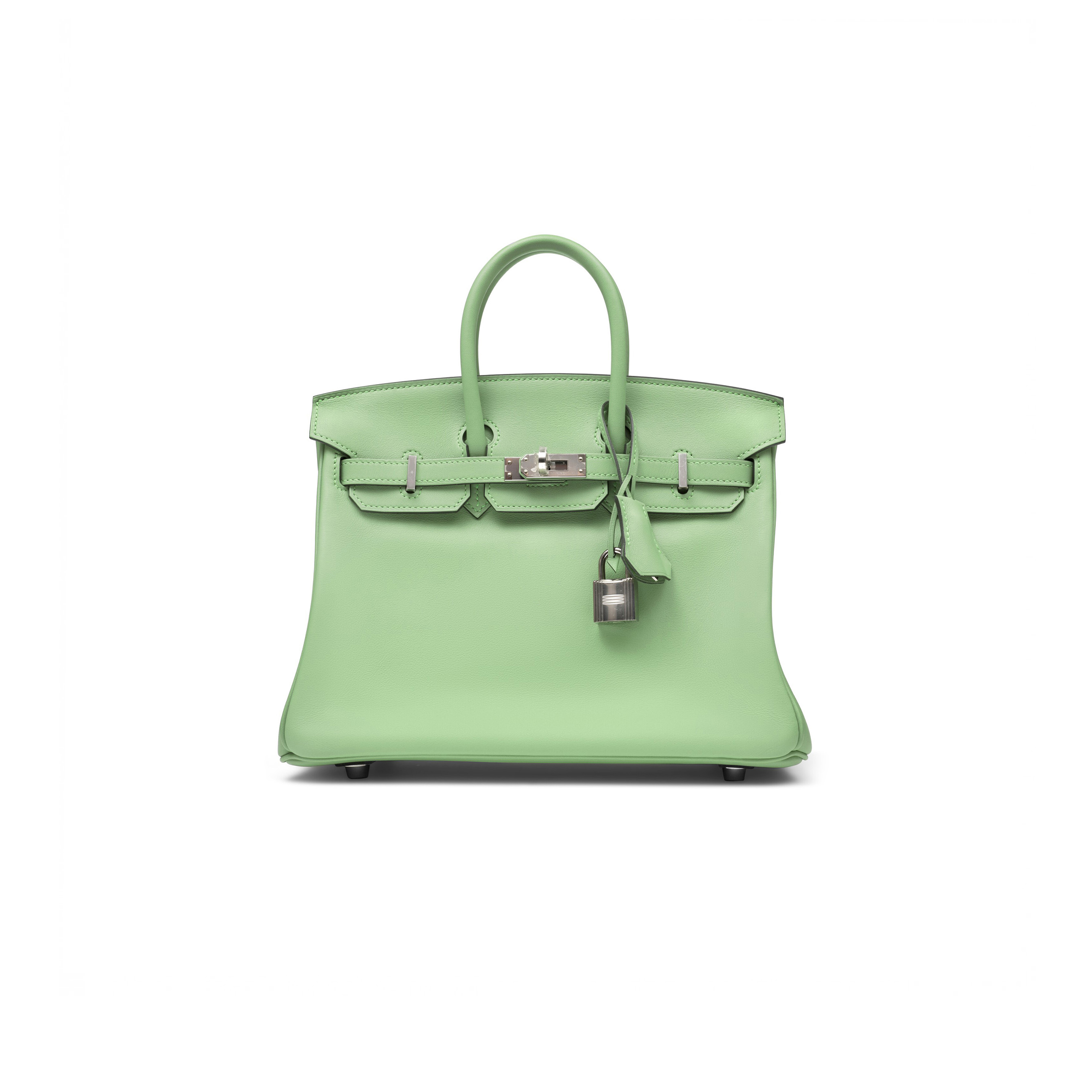 H**mes birkin 25 swift leather avocado green silver buckle bag h049362ck05 (25*20*13cm)